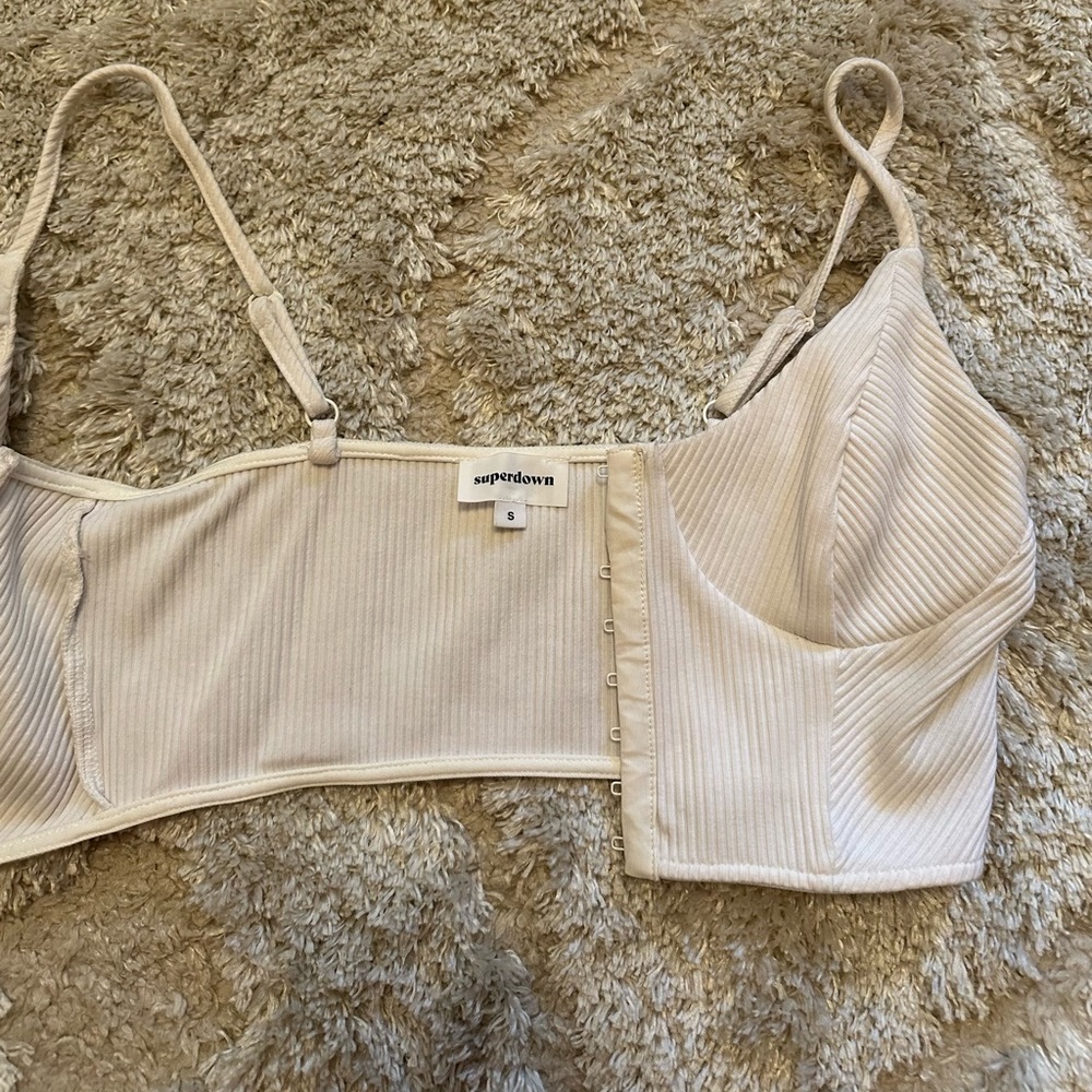 Superdown White Structured Tank Top - image 3